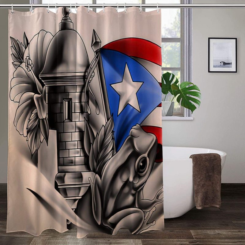 Home Decor Puerto Rico Cheapest Shower Curtain Bathroom Set, Ready Made Bathroom Designer Shower Curtains