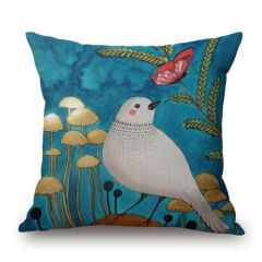 Latest Paintings Birds Cushion Cover Pillow Case Cotton Linen Sofa Car Home Decor,Color Smoke Relax Cushion Cover/