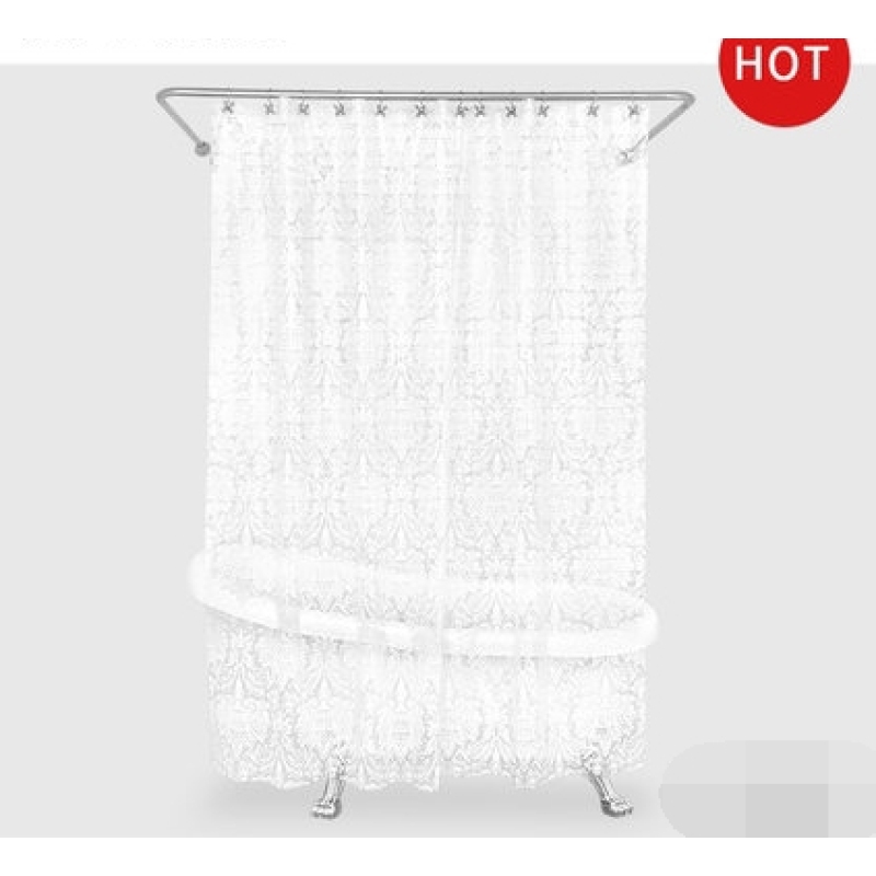Eva Shower Curtain Waterproof Thickening Mildew, Bathroom Shower Curtain Transparent Curtain Damascus Pattern/
