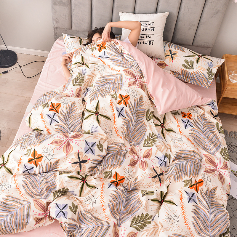 Super Soft  Yellow Color Cotton Bed Sheet Four-Piece Bedding Set,Dog Bed Set#