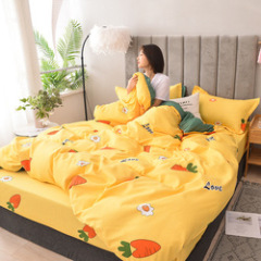 Super Soft  Yellow Color Cotton Bed Sheet Four-Piece Bedding Set,Dog Bed Set#