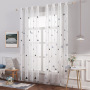 Best Sale White Black Blue Triangle Embroidery Cafe Bedroom Sheer Curtain, China Suppliers Ready Made Living Room Sheer Curtain/