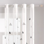 Best Sale White Black Blue Triangle Embroidery Cafe Bedroom Sheer Curtain, China Suppliers Ready Made Living Room Sheer Curtain/