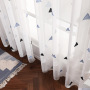 Best Sale White Black Blue Triangle Embroidery Cafe Bedroom Sheer Curtain, China Suppliers Ready Made Living Room Sheer Curtain/
