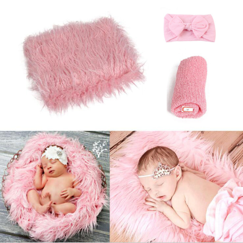 High quality 60*70cm Soft and Eco-Friendly 3 piece set baby swaddle blanket headscarf For baby photography