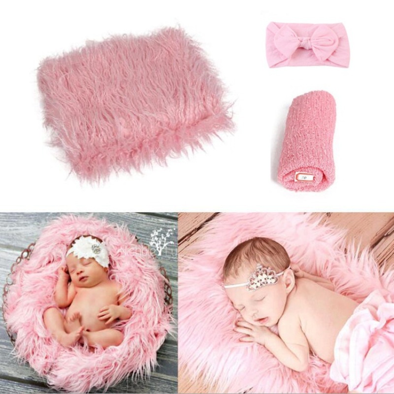 High quality 60*70cm Soft and Eco-Friendly 3 piece set baby swaddle blanket headscarf For baby photography