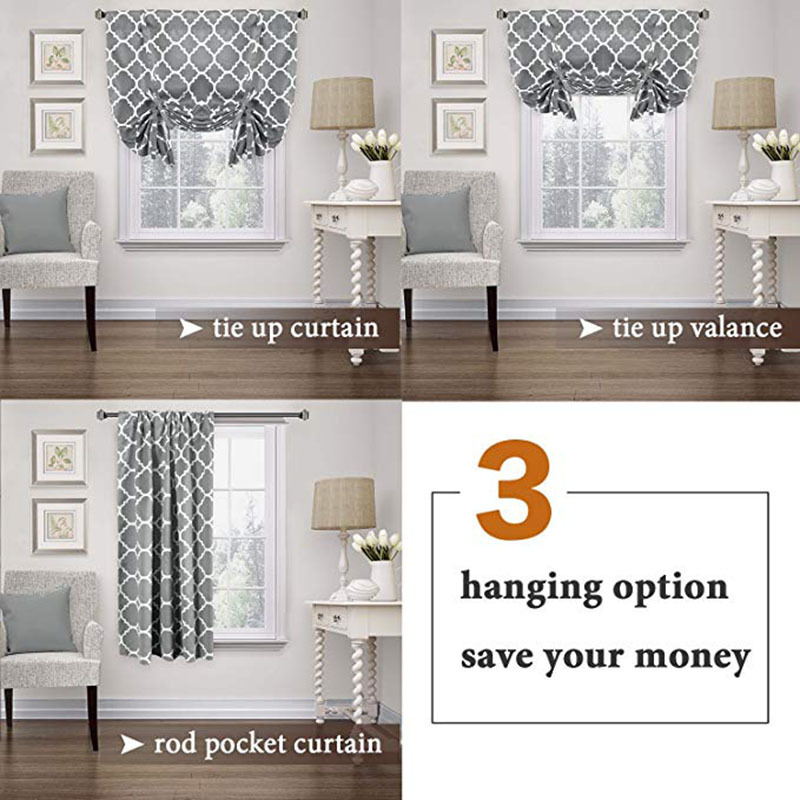 thermal insulated blackout kitchen curtains for small window, tie up shades grommet top kitchen curtains window