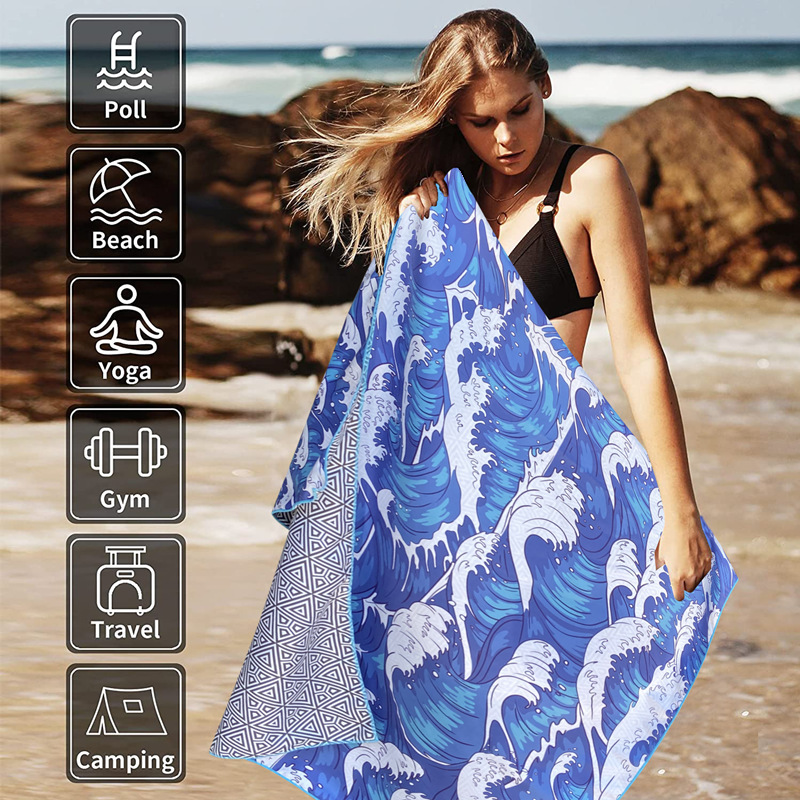 Hot Sale Microfiber BeachTowel, Sand Free Plus Size Boho Style Printed Bath Towel