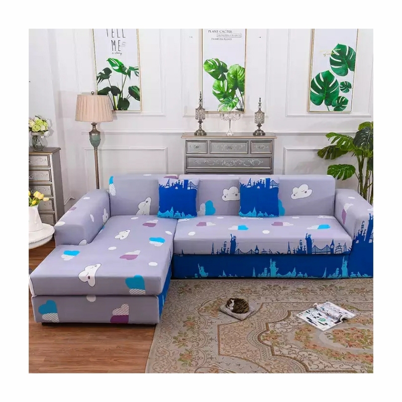 Anti Slip Sofa Cover L Shape Couch, New Products Printed L Shape Sofa Slip Covers/