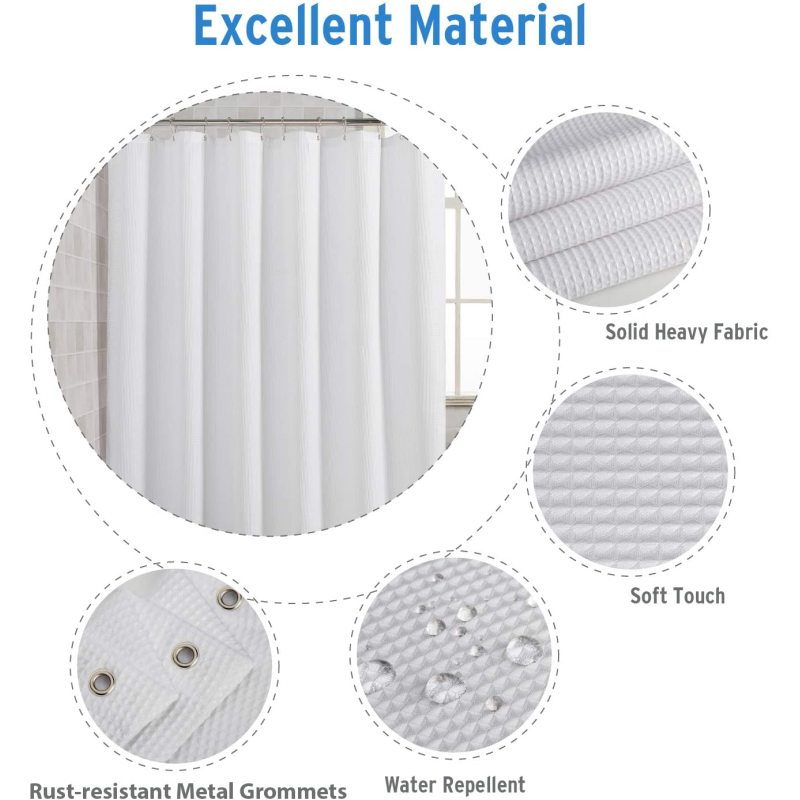 High-quality factory direct sales Shower curtain Waffle Weave Rustproof Metal Grommets Bathroom Showers