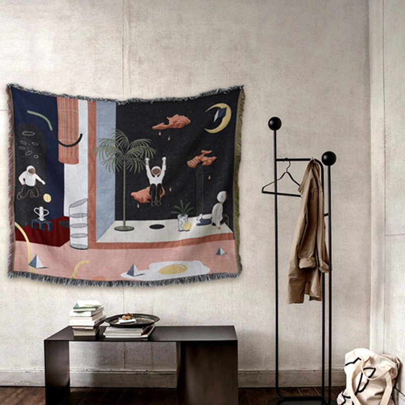 Travel Space Pattern Nordic Throw Blanket For Sofa cover Towel Nap Blanket With Tassels Tablecloth Tapestry Home Bed Decoration/