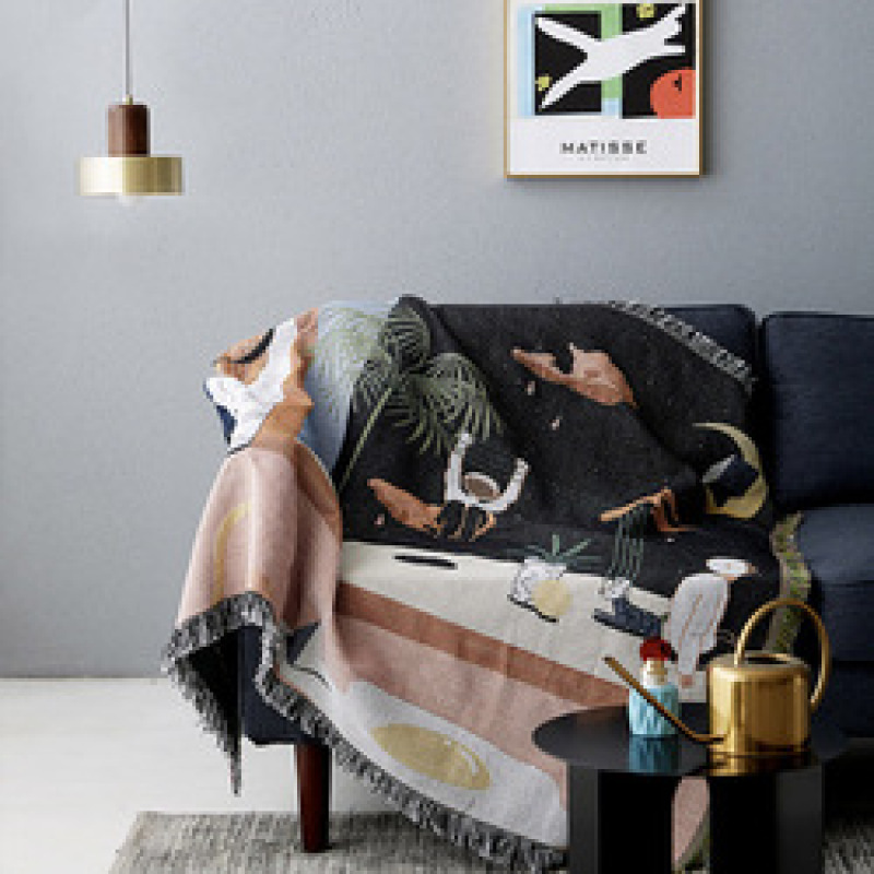 Travel Space Pattern Nordic Throw Blanket For Sofa cover Towel Nap Blanket With Tassels Tablecloth Tapestry Home Bed Decoration/