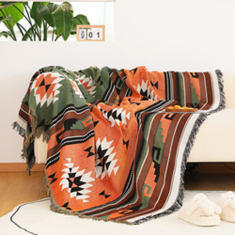 Europe Style Sofa Throw Blanket Cotton Thread Knitted Blanket With Tassel Geometry Bohemian Sofa Cover Bed Blanket Home Decor