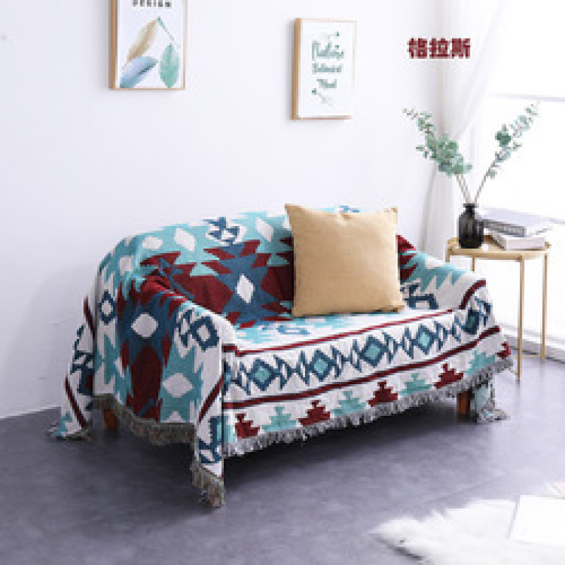 Europe Style Sofa Throw Blanket Cotton Thread Knitted Blanket With Tassel Geometry Bohemian Sofa Cover Bed Blanket Home Decor