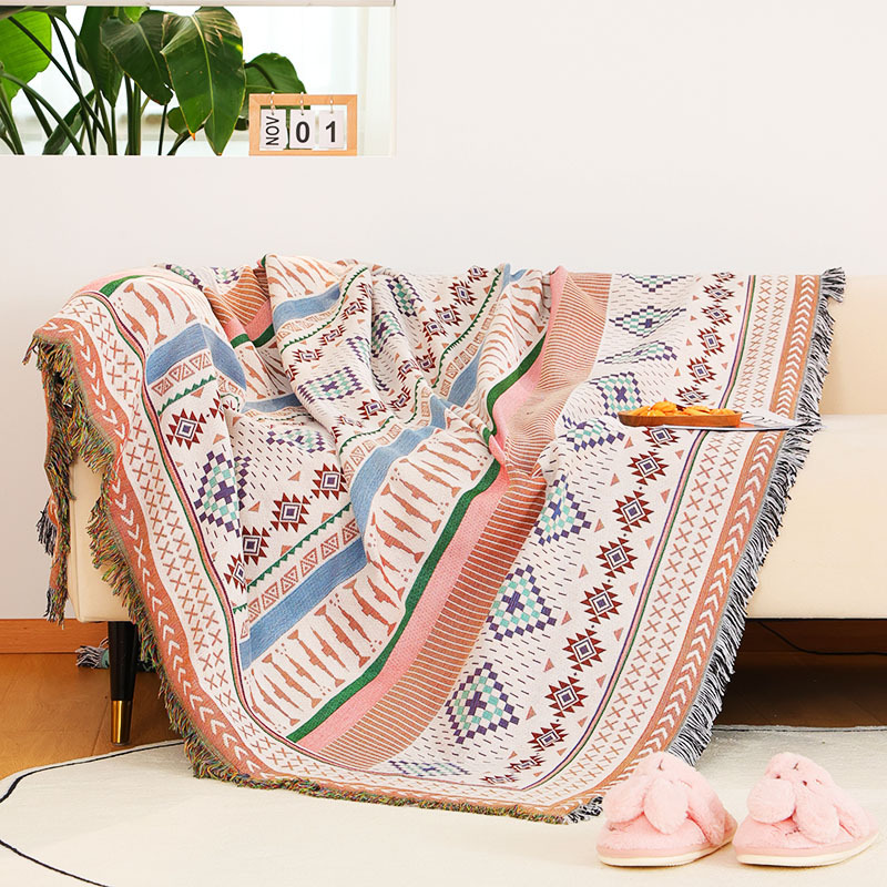 Europe Style Sofa Throw Blanket Cotton Thread Knitted Blanket With Tassel Geometry Bohemian Sofa Cover Bed Blanket Home Decor