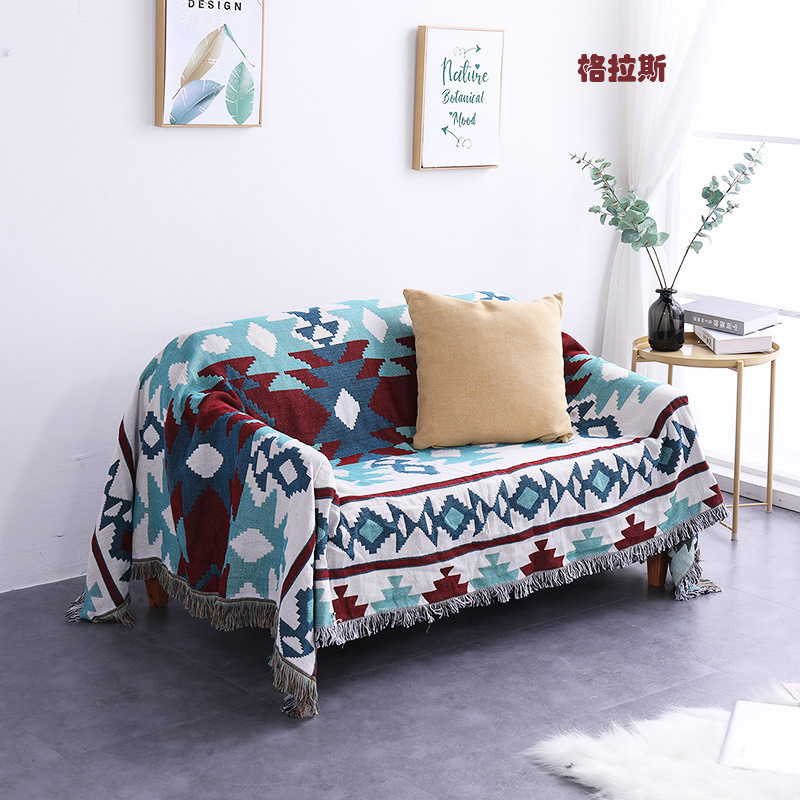 Europe Style Sofa Throw Blanket Cotton Thread Knitted Blanket With Tassel Geometry Bohemian Sofa Cover Bed Blanket Home Decor