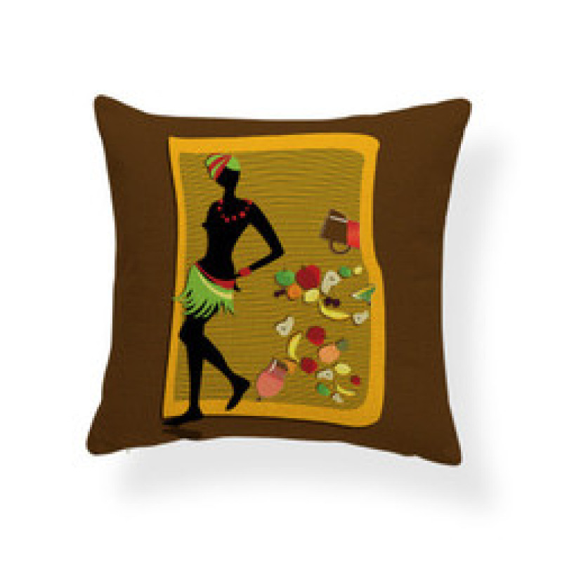 African Tribal Women Digital Print Throw Pillow Cases Waist Home Decor Cushion Cover, Sofa Office Seat Cushion Cover/
