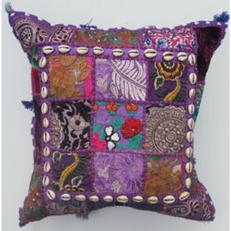 Indian Handmade Pillow With Tassel Shell Vintage Patchwork Cushion Cover 45x45cm,Cheap Cushion Cover/
