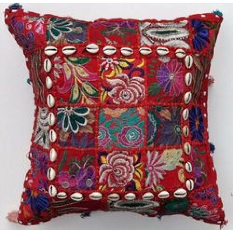 Indian Handmade Pillow With Tassel Shell Vintage Patchwork Cushion Cover 45x45cm,Cheap Cushion Cover/