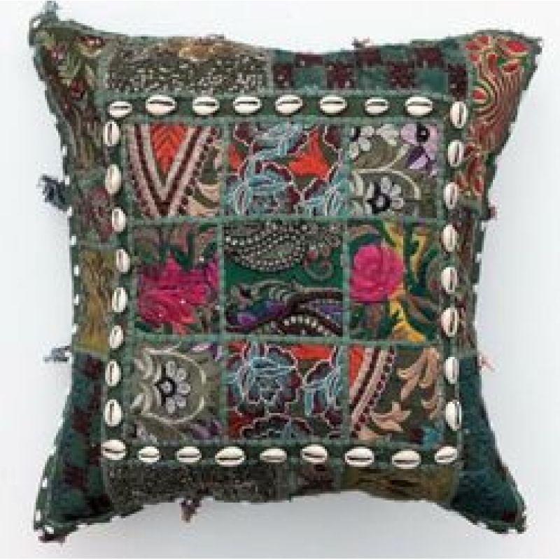 Indian Handmade Pillow With Tassel Shell Vintage Patchwork Cushion Cover 45x45cm,Cheap Cushion Cover/