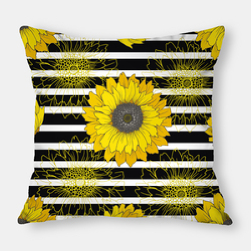 Customize Yellow Sunflower Floral Abstract Couch Sofa 100%Polyester Throw Pillow Covers, Flowers Soft Square Cushion Cover/