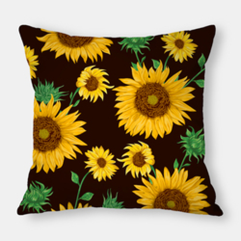Customize Yellow Sunflower Floral Abstract Couch Sofa 100%Polyester Throw Pillow Covers, Flowers Soft Square Cushion Cover/