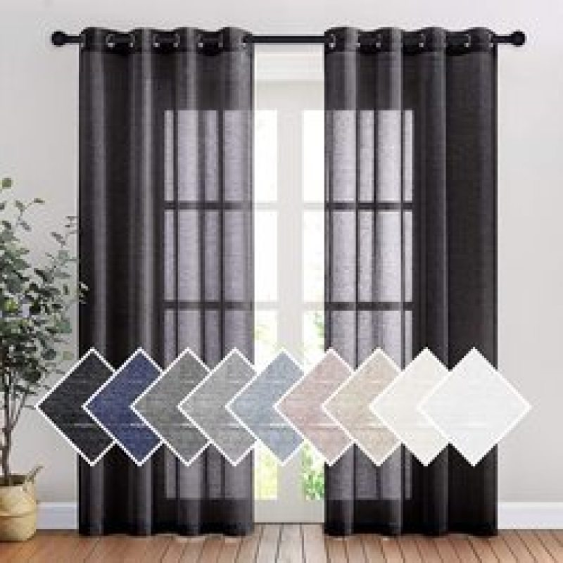 High-quality factory direct sales Linen curtain , bedroom wave window balcony gauze curtain #