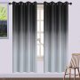 Wholesale Black and White Darkening Gradient Color Symmetrical Ombre Bedroom Grommet Curtains, Cheap Polyester Blackout Curtain/