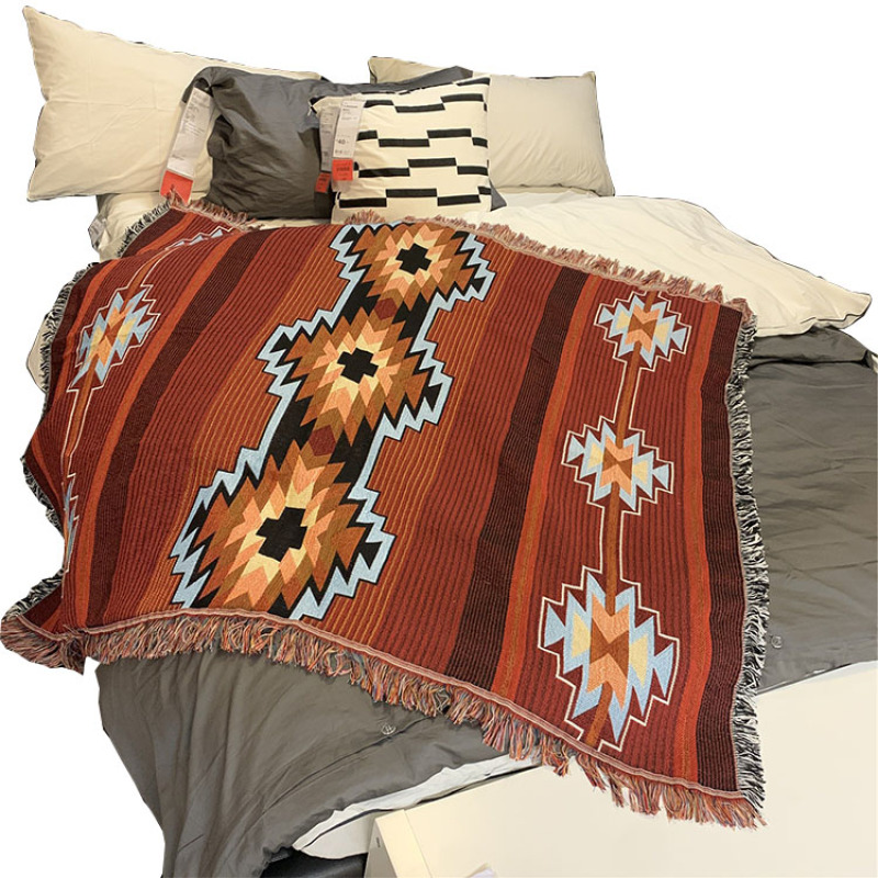 Amazon Ethnic Style Retro Blanket, Indian Ethnic Creative Geometric Totem Tapestry Sofa Blanket Aliexpress/