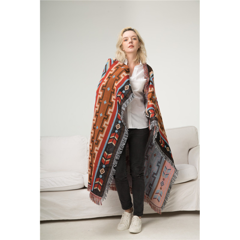 Amazon Ethnic Style Retro Blanket, Indian Ethnic Creative Geometric Totem Tapestry Sofa Blanket Aliexpress/