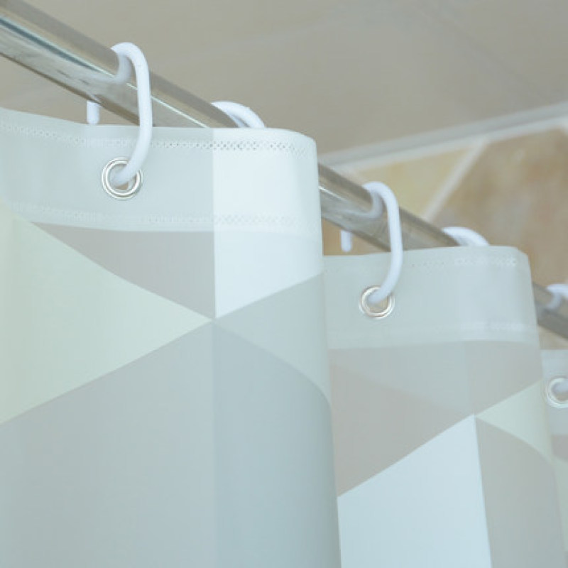 Hotel Bathroom Waterproof Shower Curtain, Free Punching Shower Curtain Set Geometric Figure Luxurious/