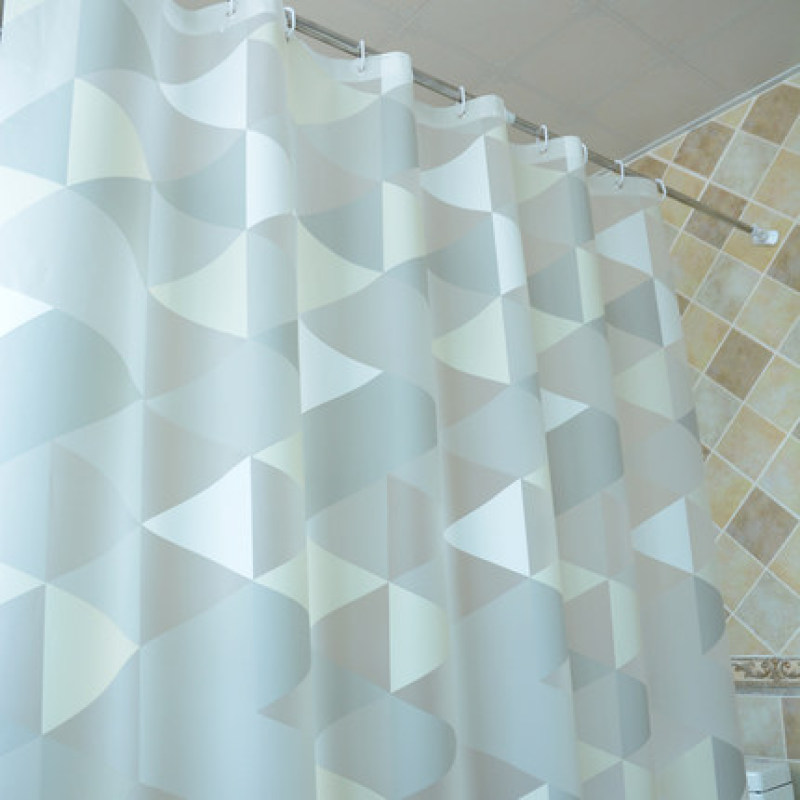 Hotel Bathroom Waterproof Shower Curtain, Free Punching Shower Curtain Set Geometric Figure Luxurious/