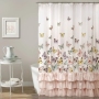 Butterfly Shower Curtain On White,Butterfly Pattern Ruffled Fold Shower Curtain/