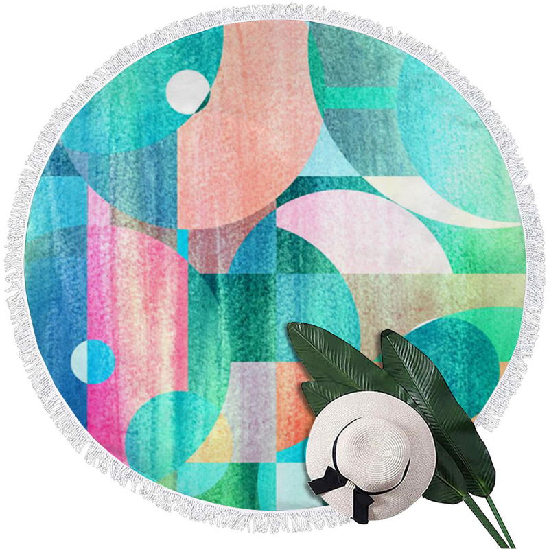 High Quality Printed Microfiber Round Beach Towel,Custom Logo Beach Towel*