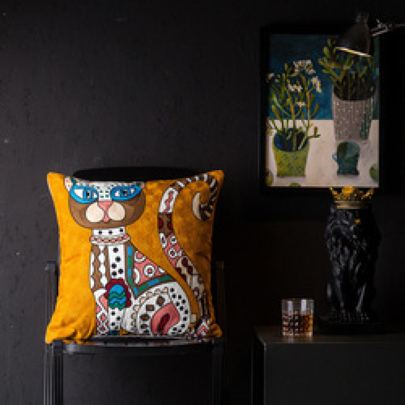 Housse de coussin de style abstrait Picasso en gros, housse de coussin en toile de coton 100% broderie /