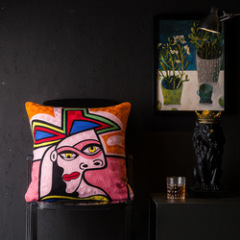 Wholesale Picasso Abstract Style Cushion Cover, Embroidery 100% Cotton Canvas  Cushion Cover /