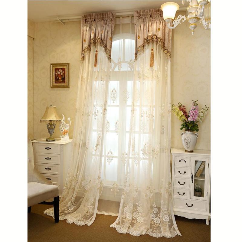 European home accessories embroidered curtain fabric silk valances church curtains, lace window curtain fabrics in turke
