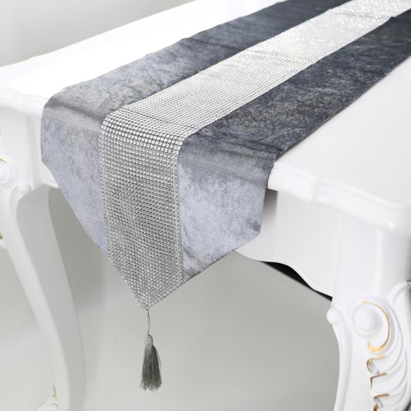 Hot Selling Luxury Shiny Velvet With Diamond Table Runner,Diamond Table Runner#