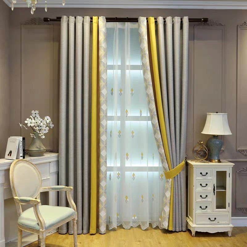 Luxury Geometric Printed Seamless Window Curtain  for Living Room/