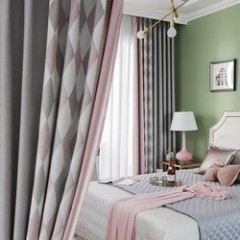 Luxury Geometric Printed Seamless Window Curtain  for Living Room/