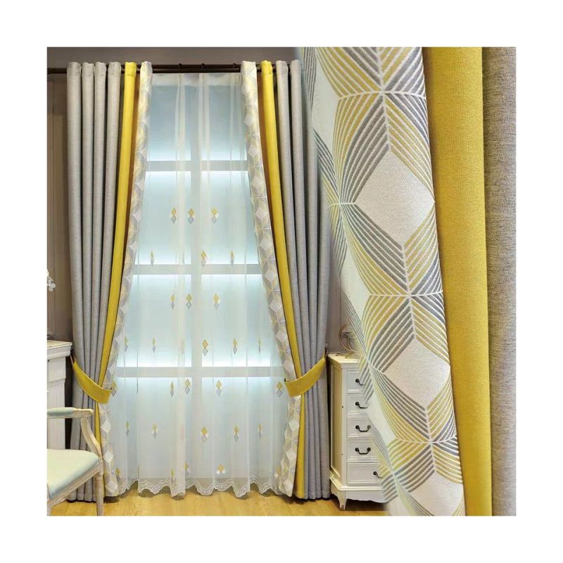 Luxury Geometric Printed Seamless Window Curtain  for Living Room/