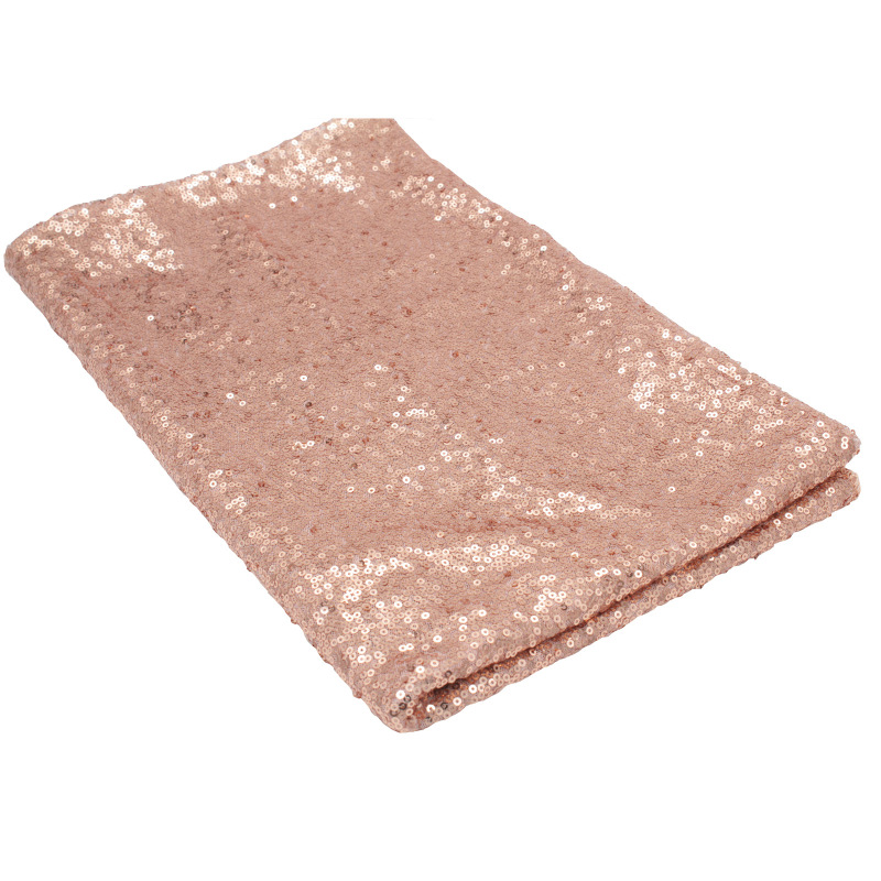 Custom Banquet Embroidery Designs Glitz Sequin Tablecloth, Luxury Christmas Dinner Rose Gold Polyester Party Wedding Table Cloth