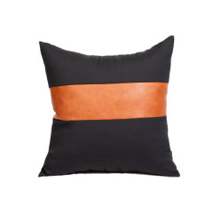 Wholesale Decorative Black Leather Pillow Covers, Splicing leather square cushion cover Cases Concise Style#