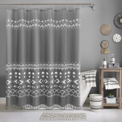 Waffle Weave PrintingShower Curtains,  OEM Factory Wholesale Shower Curtains with Tassel$