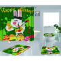 Happy Easter Shower Curtain With Bath Rug Sets, Rabbit Pattern Bathroom Curtains Set Shower/