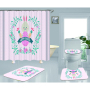 Happy Easter Shower Curtain With Bath Rug Sets, Rabbit Pattern Bathroom Curtains Set Shower/