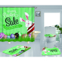 Happy Easter Shower Curtain With Bath Rug Sets, Rabbit Pattern Bathroom Curtains Set Shower/