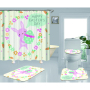Happy Easter Shower Curtain With Bath Rug Sets, Rabbit Pattern Bathroom Curtains Set Shower/