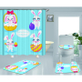Happy Easter Shower Curtain With Bath Rug Sets, Rabbit Pattern Bathroom Curtains Set Shower/