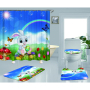 Happy Easter Shower Curtain With Bath Rug Sets, Rabbit Pattern Bathroom Curtains Set Shower/